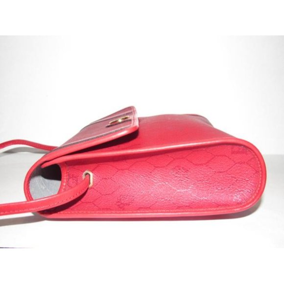 Dior Vintage Red Honeycomb Print Crossbody 2-Way Coated Canvas And Red Leather - Picture 8 of 12